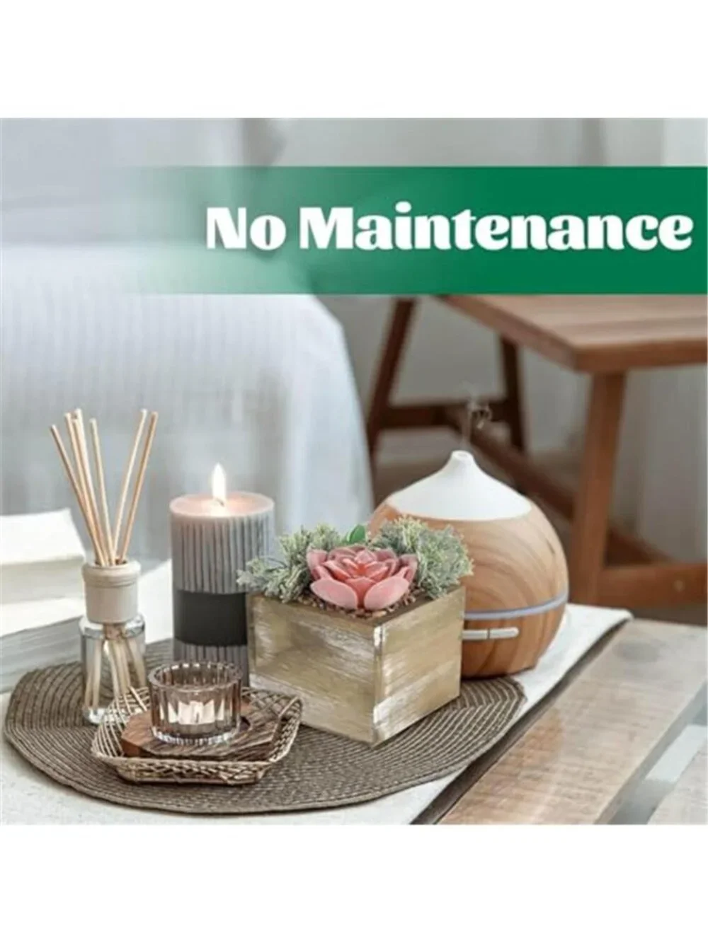 Artificial Cactus Succulent Plants Wood Planter Faux Desk Home Decor Set of 2
